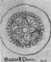Drawing of saucer brooch from Bassett Down made by ET Leeds