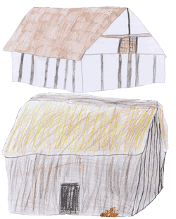 Hall houses drawn by Aaron and Ethan aged 10